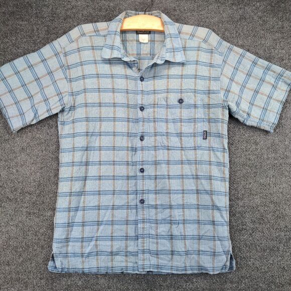 Patagonia Mens Button-Up Shirt Blue Plaid Small Organic Cotton Chest Pocket - Picture 2 of 13